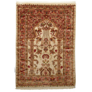Authentique tapis d'orient, noué à la main en laine et soie