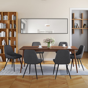 Chaises Ornella en tissu et pieds métal noirs - Gris