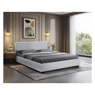 Lit double avec coffre "Carla" - 140 x 190 cm - Blanc