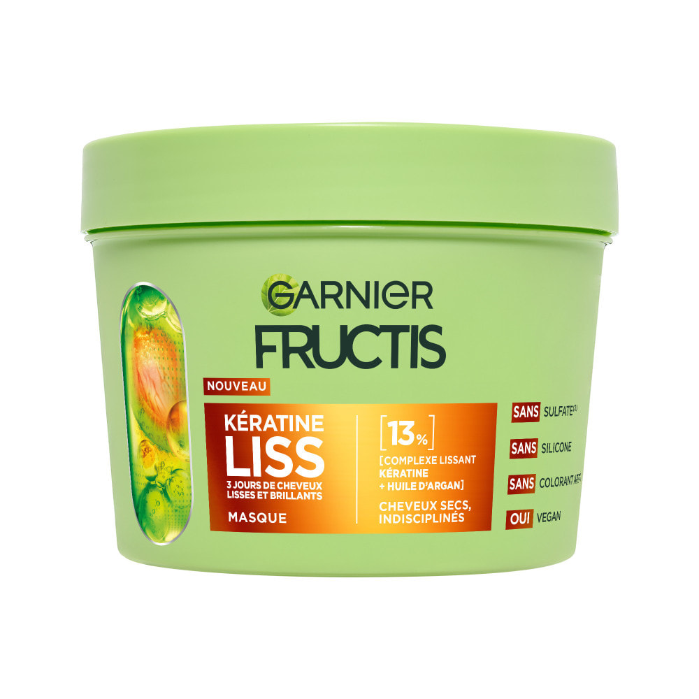 Garnier Fructis Kératine Liss Masque enrichie en kératine végétale et huile d'argan 370ml