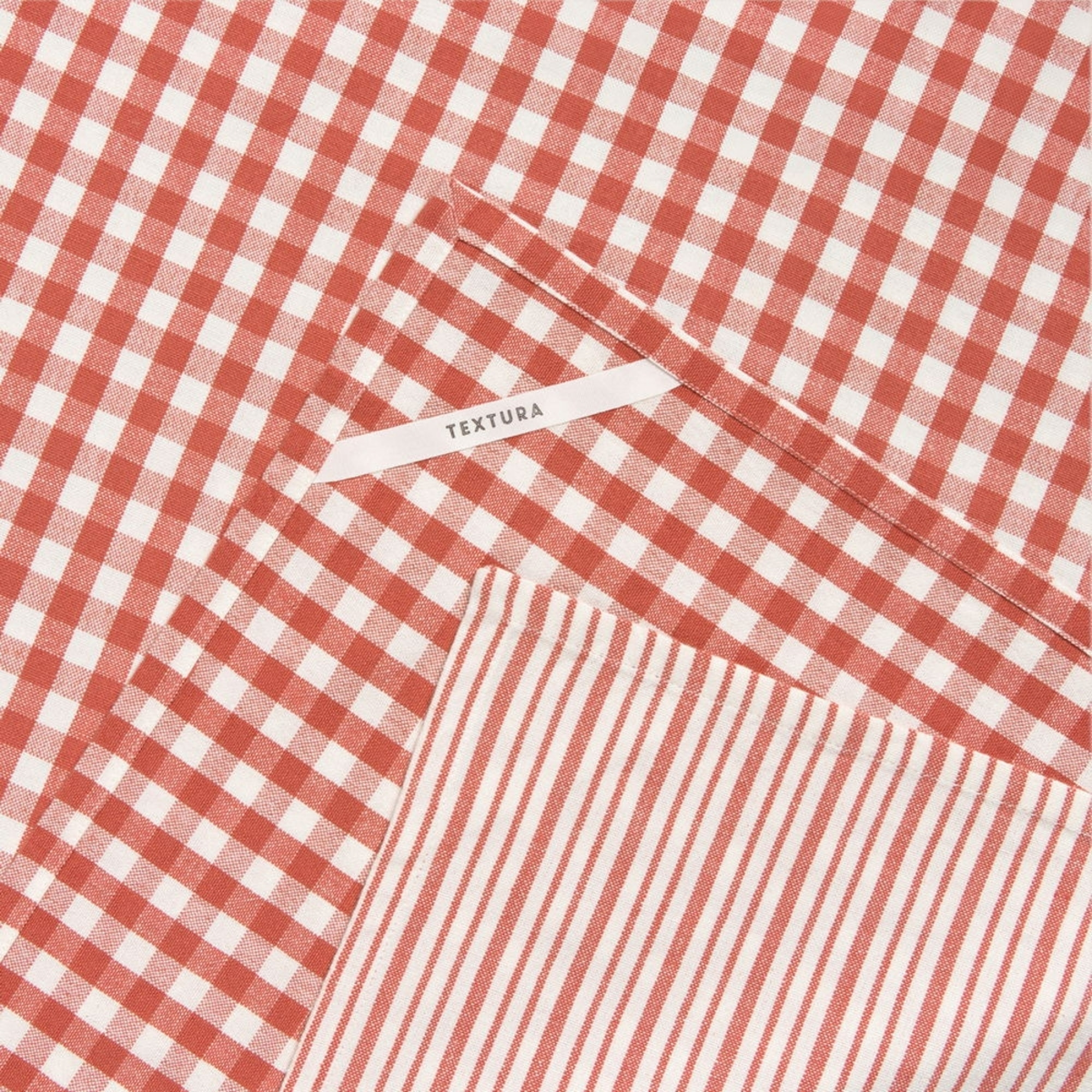 Set 2 trapos cuadros rayas Vichout color rojo Algodón