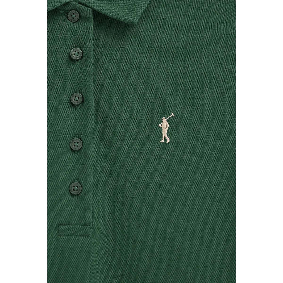 Vestido corto verde botella de manga corta con cuello polo y logo Rigby Go