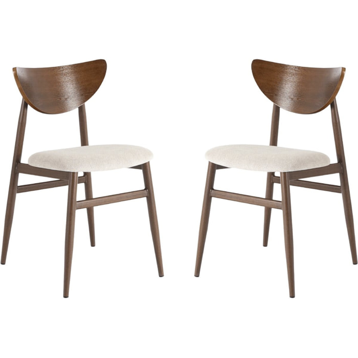 Lot de 2 chaises de salle a manger style scandinave en bois "Lumbra" - Marron
