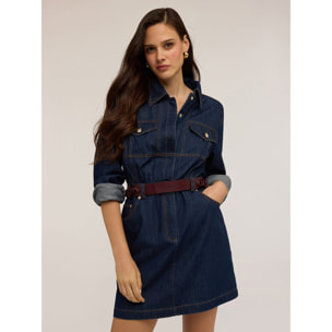Motivi - Vestido corto tipo camisa en denim - Azul
