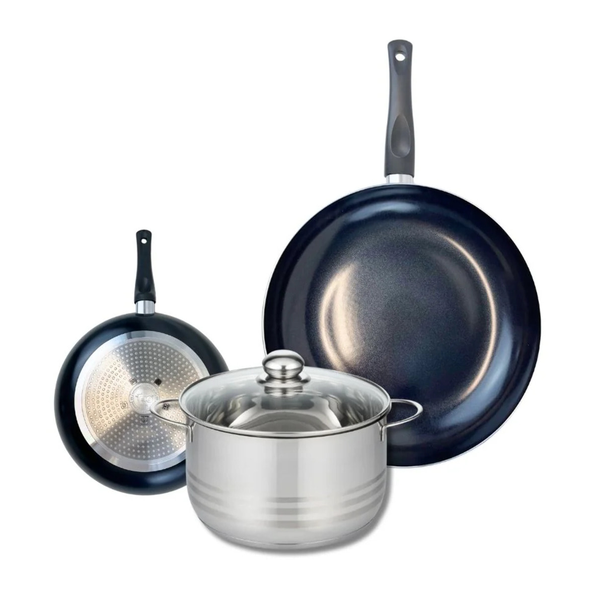 Ensemble de 2 Poêles de cuisson 20 et 32 cm et 1 faitout 20 cm Elo Prima Brillant