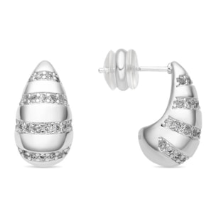 Pendientes acabado plata y Circonita Brillante