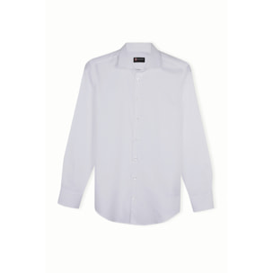 Camicia Uomo 1 Bottone Francese Slim Cotone Unito Bianco