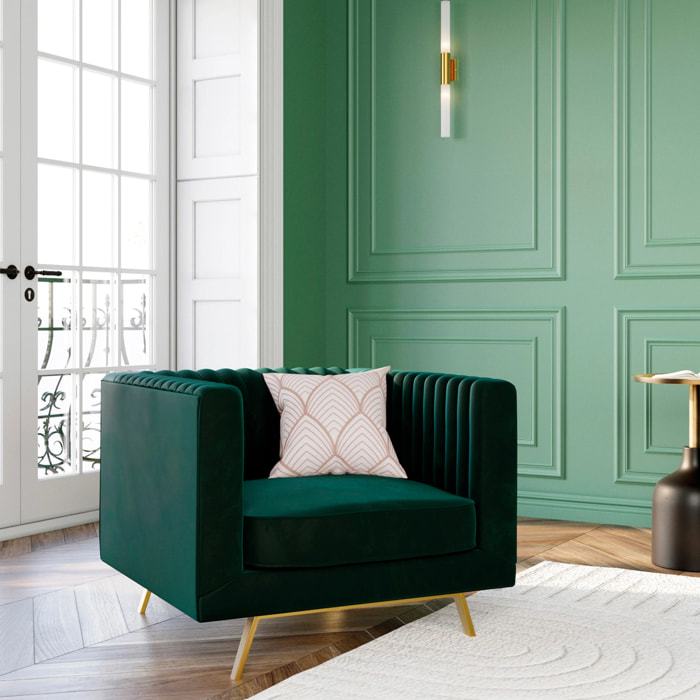 Fauteuil en velours vert foncé - Gatsby