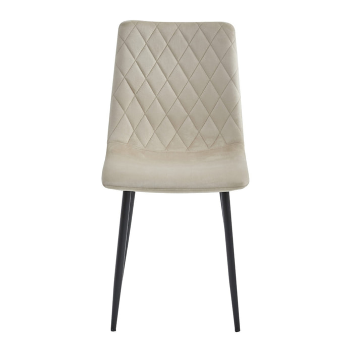 Sedia Turin in velluto beige con gambe in metallo nero
