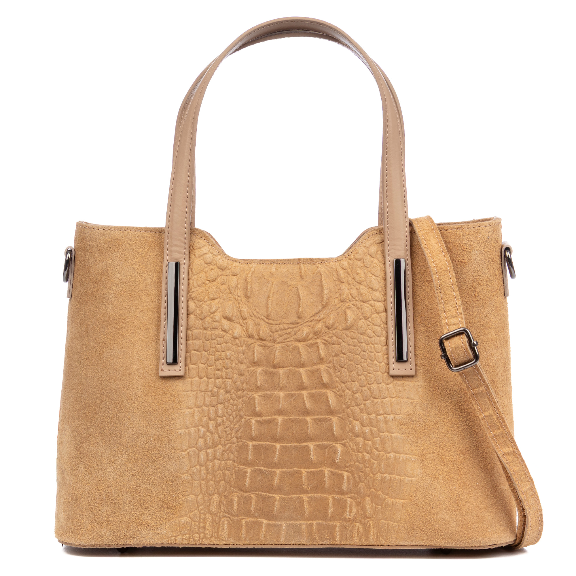 Fiesole bolso tote Mujer. Piel auténtica Gamuza Grabado Cocodrilo.