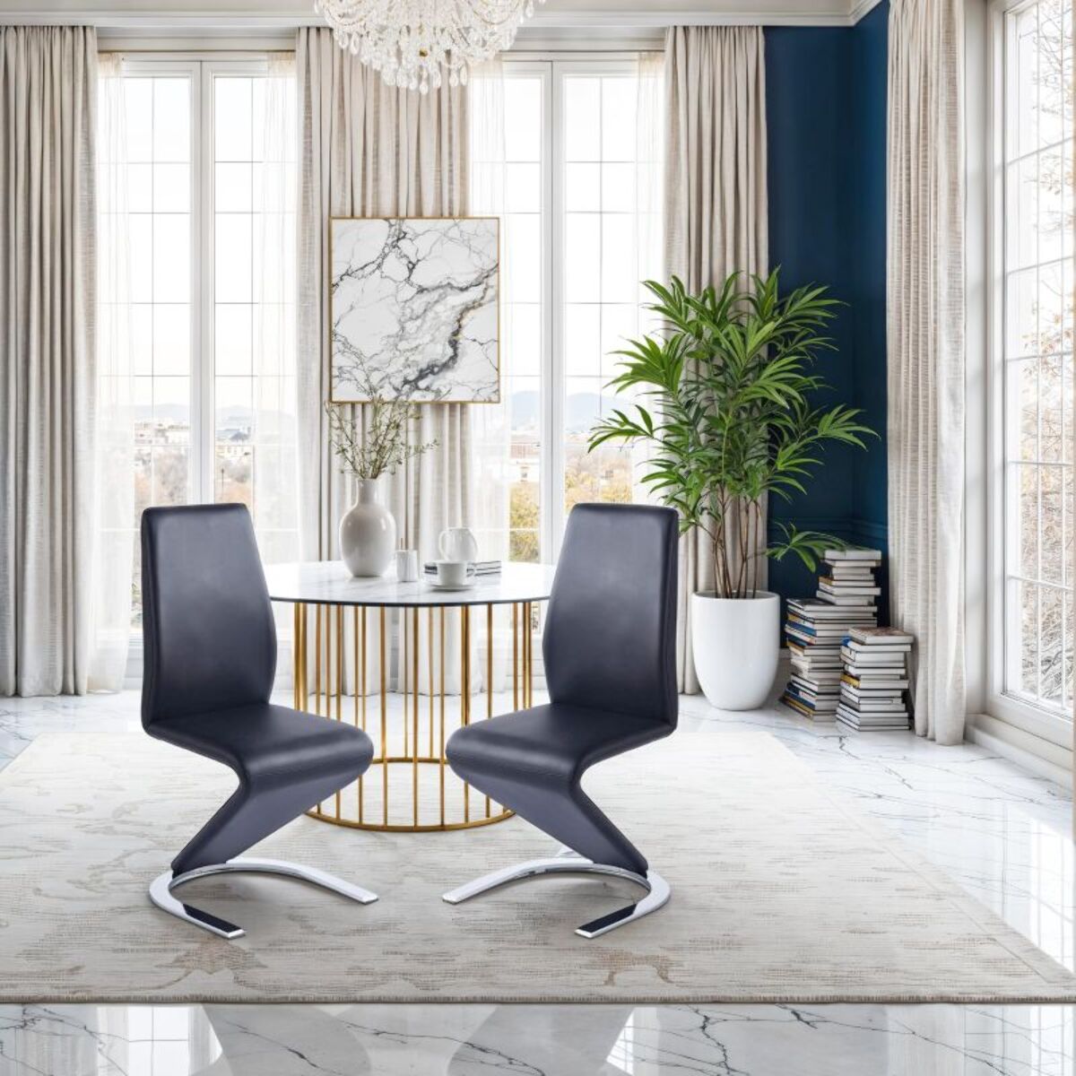 Pack 2 sillas de comedor Rin símil piel Negro