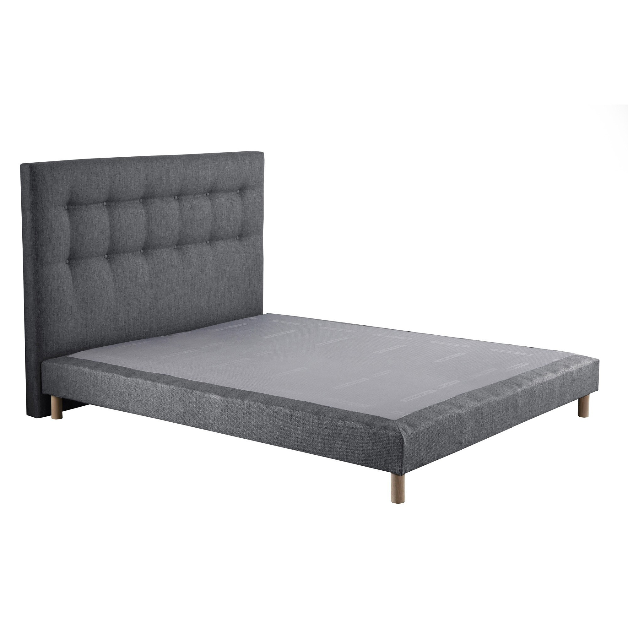 Sommier confort CRÉPUSCULE, durable avec tête de lit capitonnée - gris souris