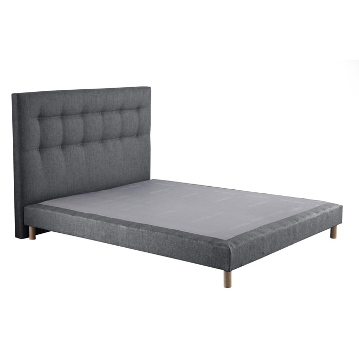 Sommier confort CRÉPUSCULE, durable avec tête de lit capitonnée - gris souris