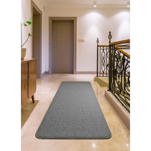 LEILA Alfombra de pasillo lisa de pelo corto gris claro, varias medidas disponibles.