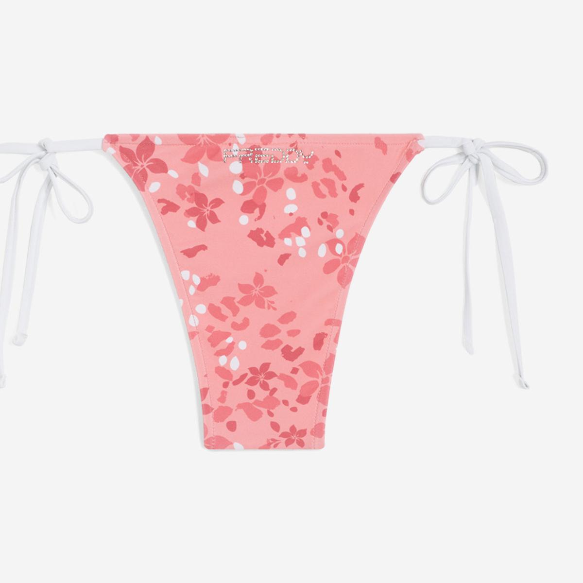 Slip bikini stampa floreale con chiusura a laccetti