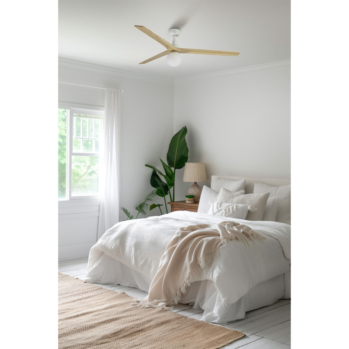 KLIM L Ventilatore a soffitto bianco/legno querciaE27