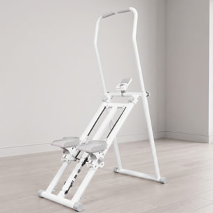 Stepper d'escalier pliable réglable - climber step - écran LCD multifonction acier gris blanc