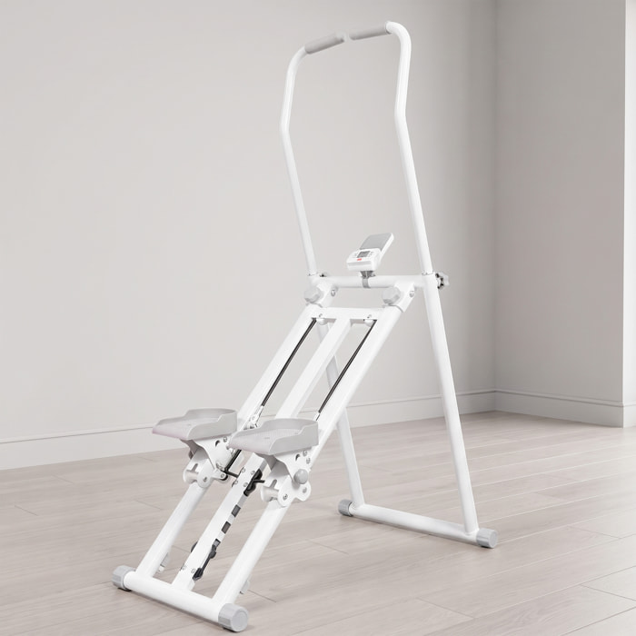 Stepper d'escalier pliable réglable - climber step - écran LCD multifonction acier gris blanc