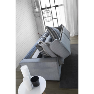 Divano letto 3 posti Asteroide, Sofà Soggiorno apertura girevole, Tessuto imbottito, Braccioli standard, 100% Made in Italy, Cm 220x95h90, Grigio