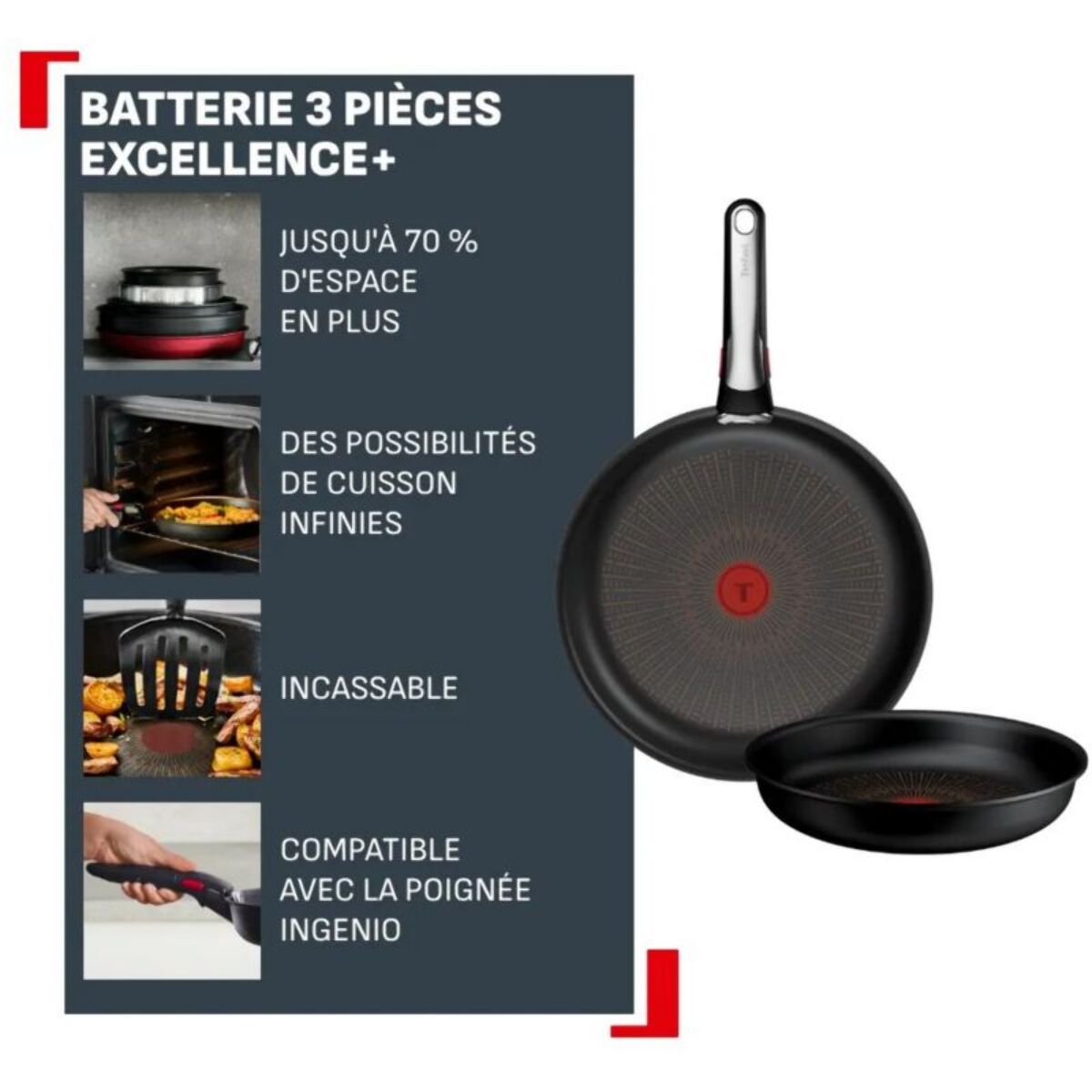 Batterie de cuisine TEFAL Ingenio Excellence poeles 24/28cm