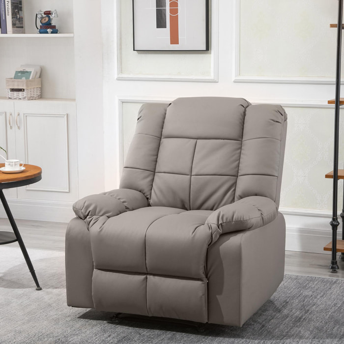 Fauteuil luxe de relaxation et massage inclinaison dossier repose-pied réglable revêtement synthétique gris