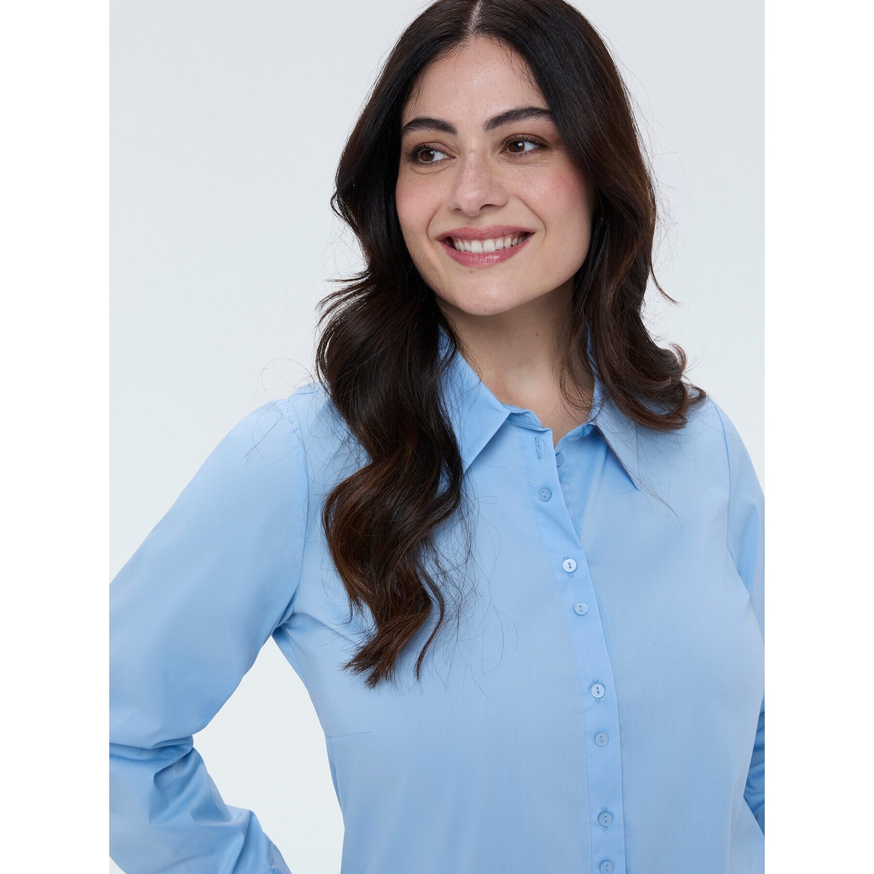 Fiorella Rubino - Camicia classica in popeline di cotone - Azzurro