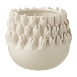 J-Line cache-pot Ibiza - céramique- blanc - large - Ø 15.5 cm