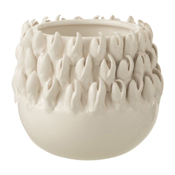 J-Line cache-pot Ibiza - céramique- blanc - large - Ø 15.5 cm