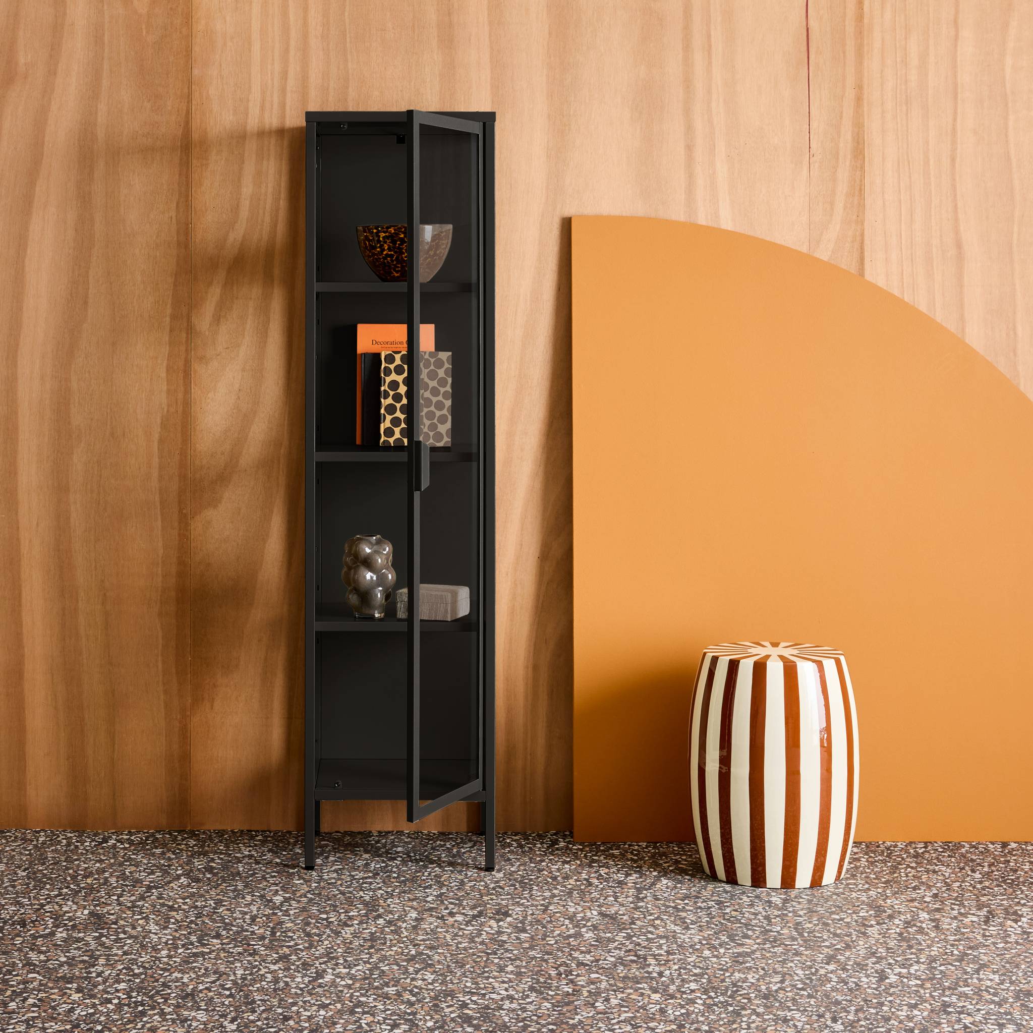 Buffet de rangement acier et verre trempé 1 porte 160cm ARKANSAS