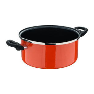 Cacerola con tapa ø24 cm acero al carbono de color naranja, antiadherente y resistente expert valencia san ignacio