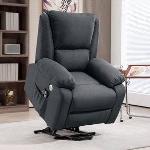 Fauteuil releveur relax massant électrique réglable - fonction chauffante, repose-pied, ports USB, télécommandes - tissu gris