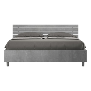 Lit coffre 160x190 tête de lit droite avec des lames gris béton Ankel