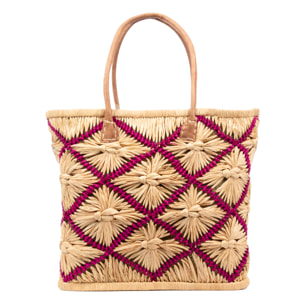 Vigonovo bolso shopper mujer. Fabricado en rafia y paja, con asas de cuero.