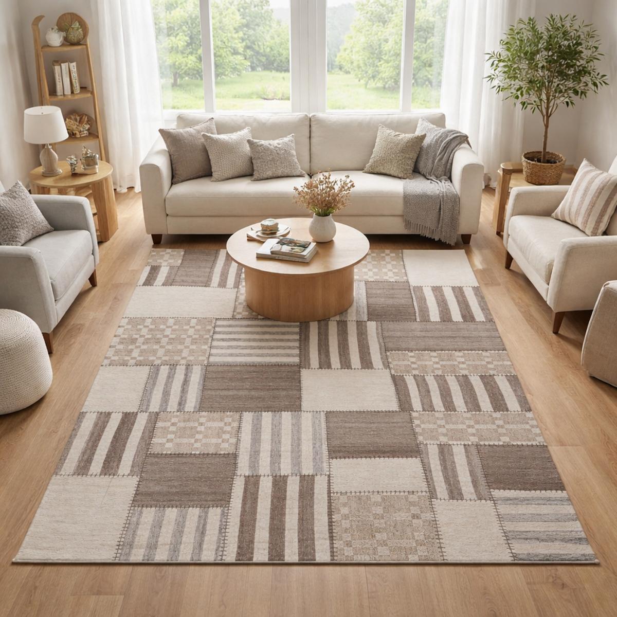 Tapis kilim fait à la main en laine motif géométrique KUGA