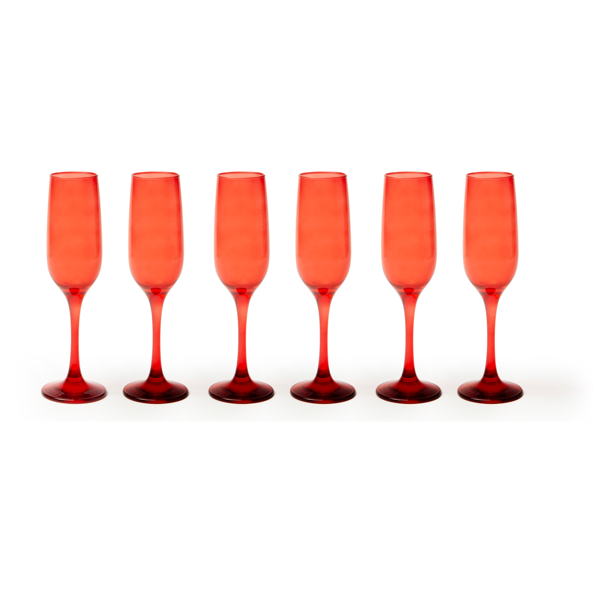 Set de 6 flûtes à champagne Excelsa – Burano, Verre Rouge 25 cl