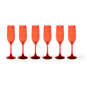 Set de 6 flûtes à champagne Excelsa – Burano, Verre Rouge 25 cl