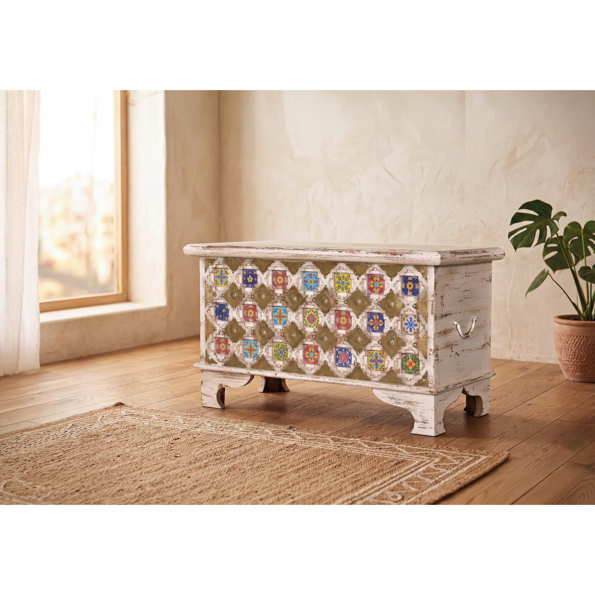Baúle de Madera de Mango 80 Cm Estilo Mediterráneo Moderno