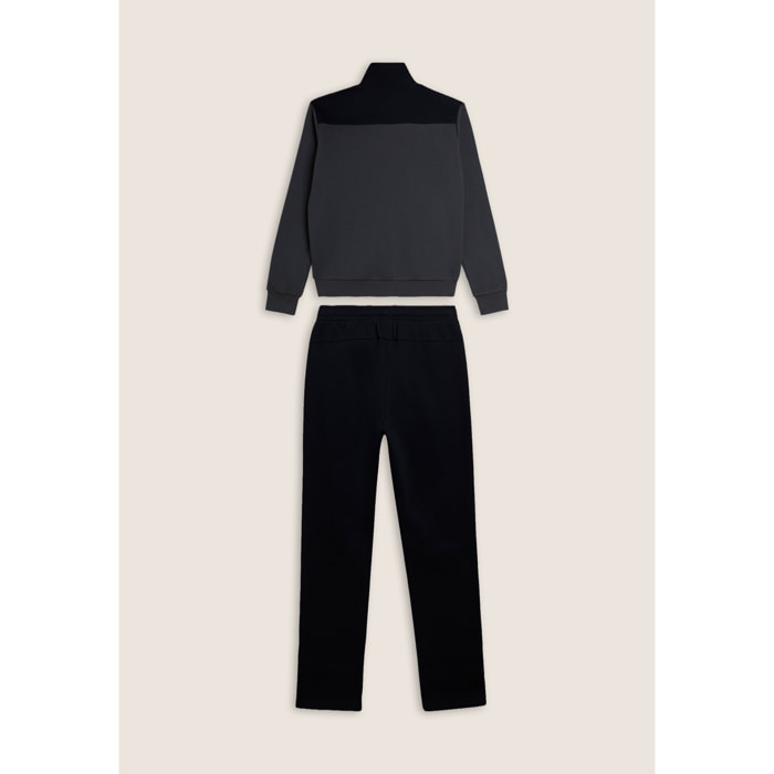 Tuta collo alto con full zip e dettagli colour block