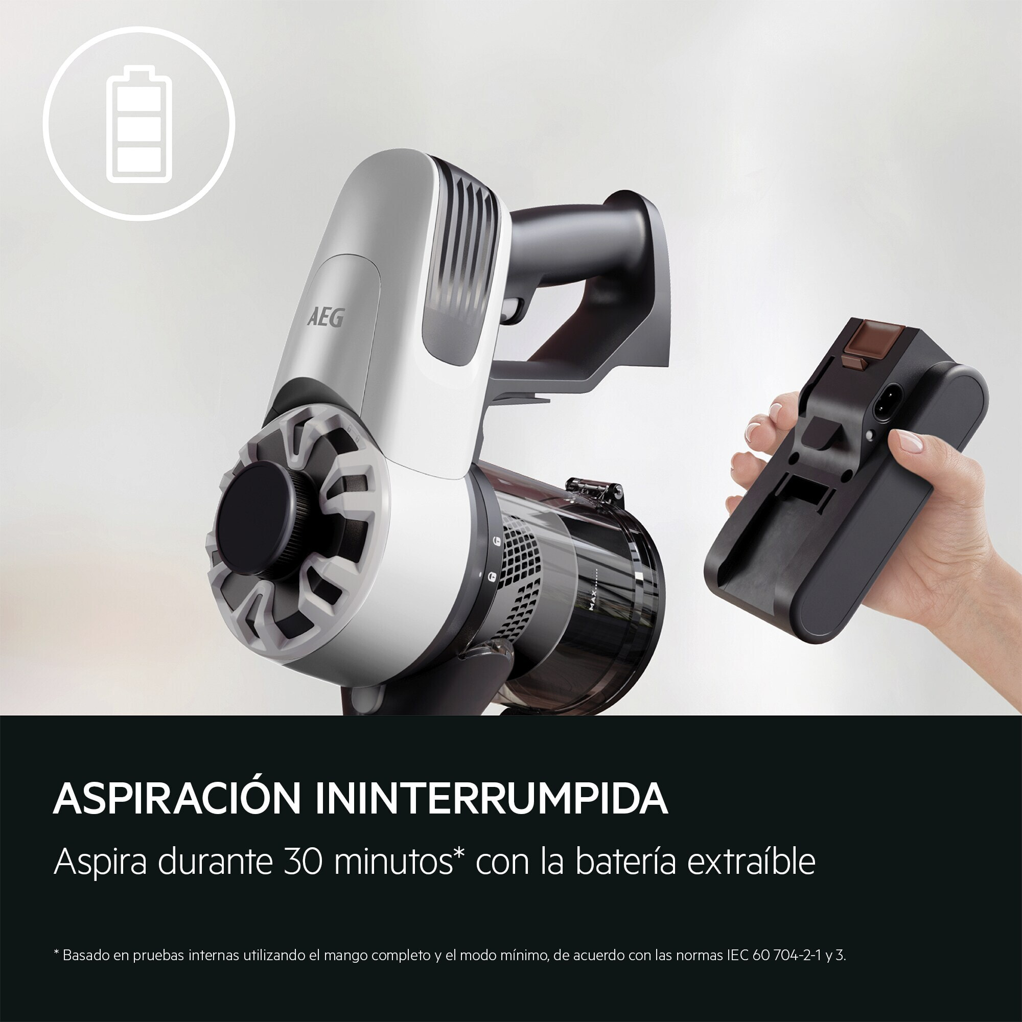 AEG Aspiradora sin cable Serie 3000 de 41 min de autonomía AP31CB18IW