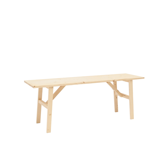 Banqueta de madera maciza en tono natural de 120x45cm Alto: 45 Largo: 120 Ancho: 35