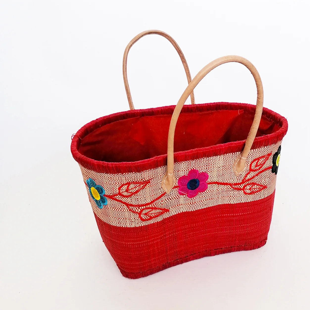 Panier artisanal de Madagascar - Namakia MM Rouge avec pochon