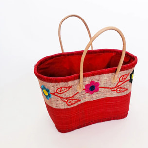 Panier artisanal de Madagascar - Namakia MM Rouge avec pochon