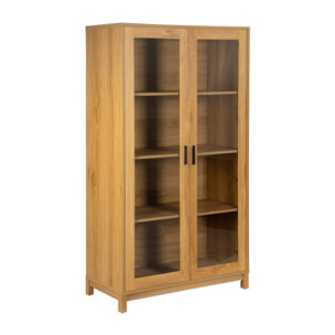 Vitrine Samira -plaque de bois naturel et panneau technique stratifié-couleur naturel 90 x 160 x 40 cm