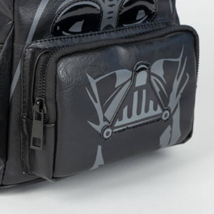 Mochila casual de star wars - color negro - 22.5x22.5x7.cm - fabricada en pu - estampado de darth vader