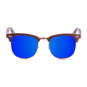 Gafas de sol PALO ALTO EPOKE - Marrón / Revo azul y brazo pintado bambú marrón y azul y blanco