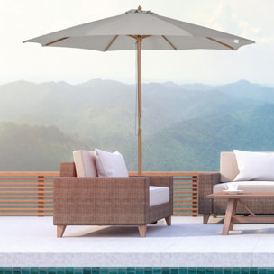 Sombrilla Parasol de Jardín Ø300x250cm con Techo Ventilado y Poste Madera Gris