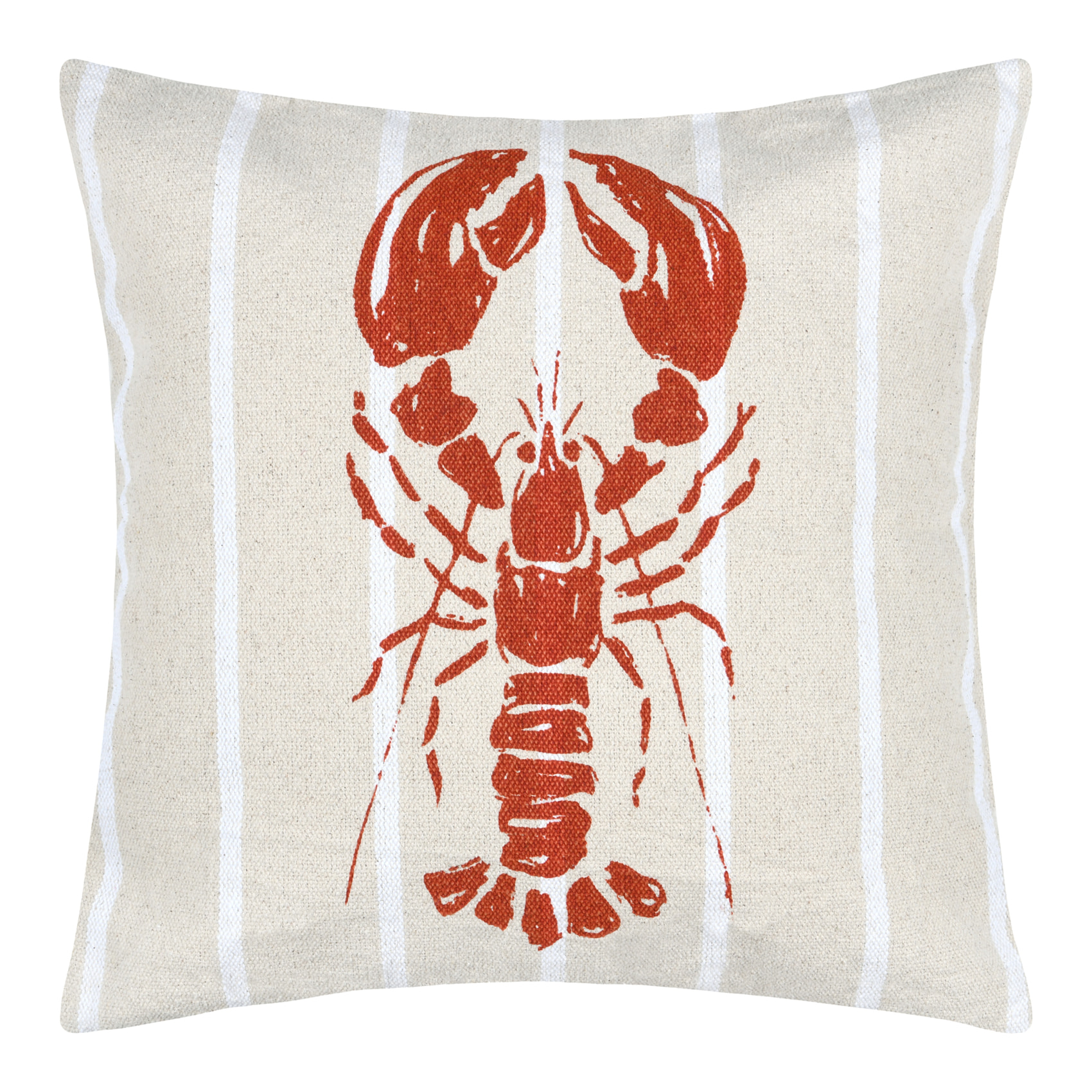 Coussin coton motif homard - Orange corail
