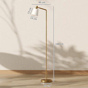 Lámpara de Pie LED Regulable, Lámpara de Pie Salón Moderna con Pantalla Giratoria 350°, 3 Temperaturas de Color 3000K/4000K/6500K y Bombilla E27, para Dormitorio, Oficina, Blanco y Dorado