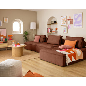 Marisol - canapé d'angle modulable 4 places - velours texturé - Terracotta