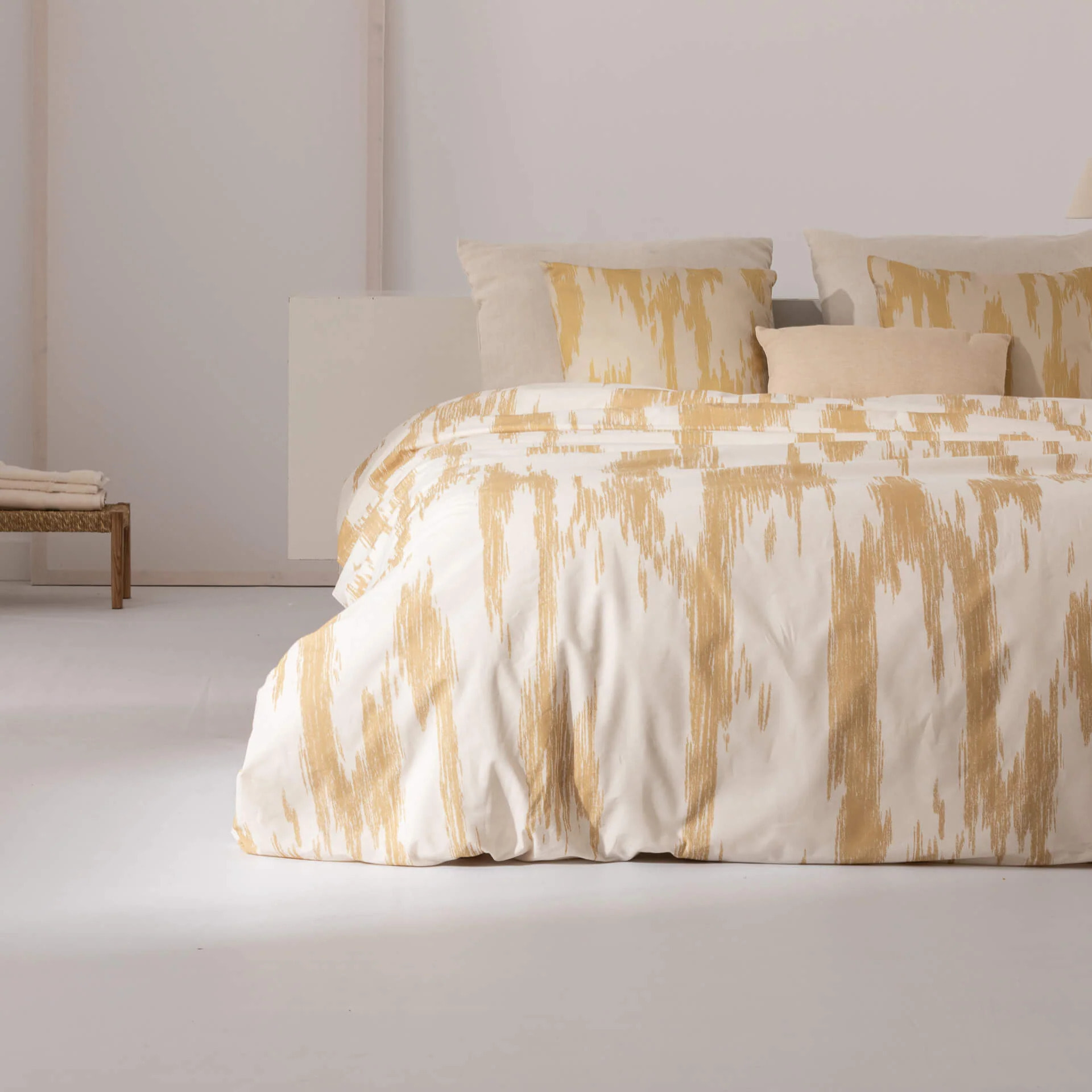 Housse de couette en 100% coton 157 fils Mahón Moutarde
